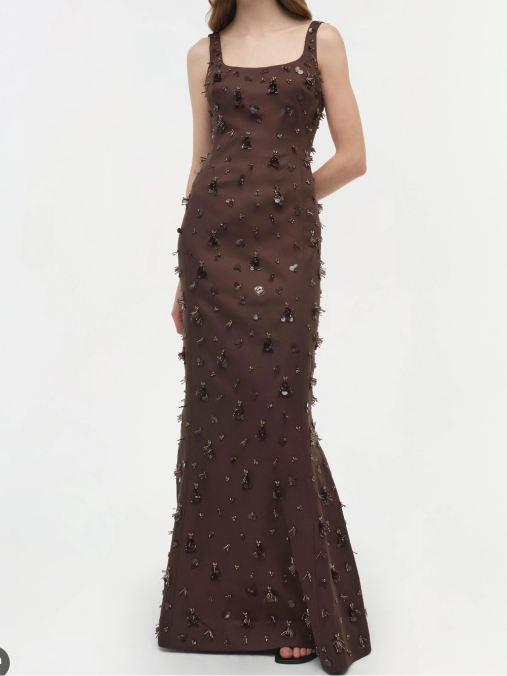 BNWT Simkhai Briella Embellished Gown-chocolate